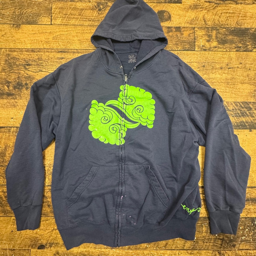 VTG Envy on the Coast Men's Navy Blue full Zip Up Hoodie Band